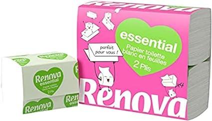 renova essential 2-ply white flat toilet paper  renova b092r853d2