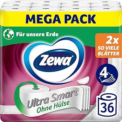 zewa ultra smart toilet paper bulk pack 36 rolls of 280 sheets  zewa b09g6zhqm2