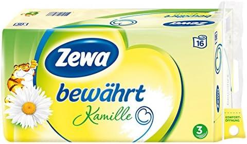 zewa proven chamomile soft toilet paper 1 x storage pack with 16 rolls  zewa b01c6z7ego