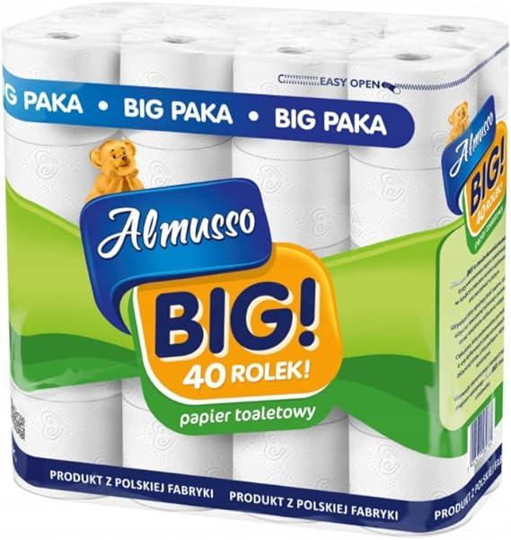 almusso 3-ply large pack of toilet paper 40 rolls x 160 sheets white  almusso b09wsmq3nq