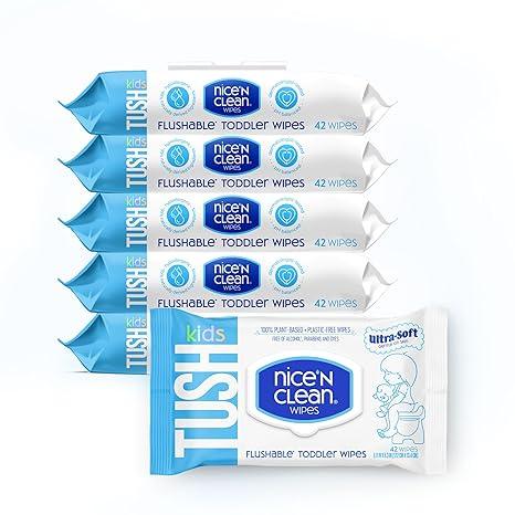 nice 'n clean flushable toddler wipes 42ct 6-pack flushable baby wipes for all ages  nice 'n clean b0b7btfbmt