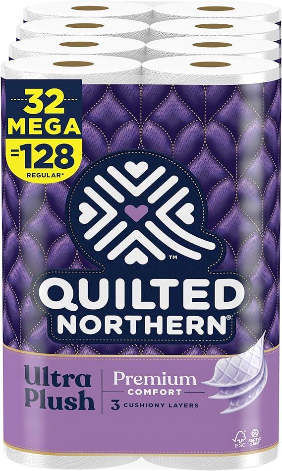 quilted northern ultra plush toilet paper 32 mega rolls 128 white  quilted northern b0btdqlmgv