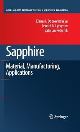 sapphire material manufacturing applications 1st edition elena r. dobrovinskaya, leonid a. lytvynov, valerian