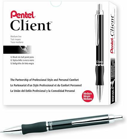 pentel client retractable ballpoint pen medium line  pentel client b004w6jpke
