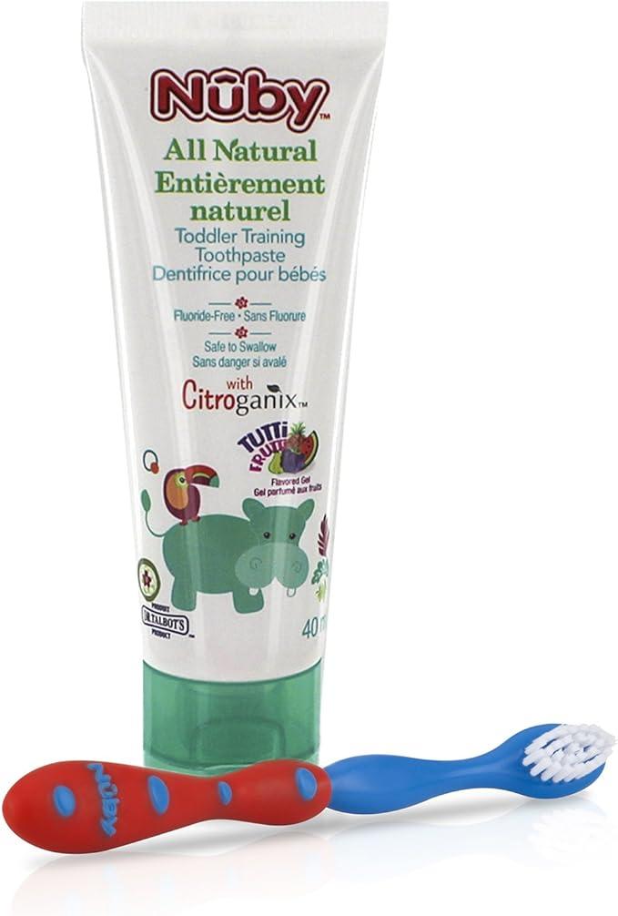 nuby citroganix toddler toothpaste with toothbrush  nuby b01lztc70w