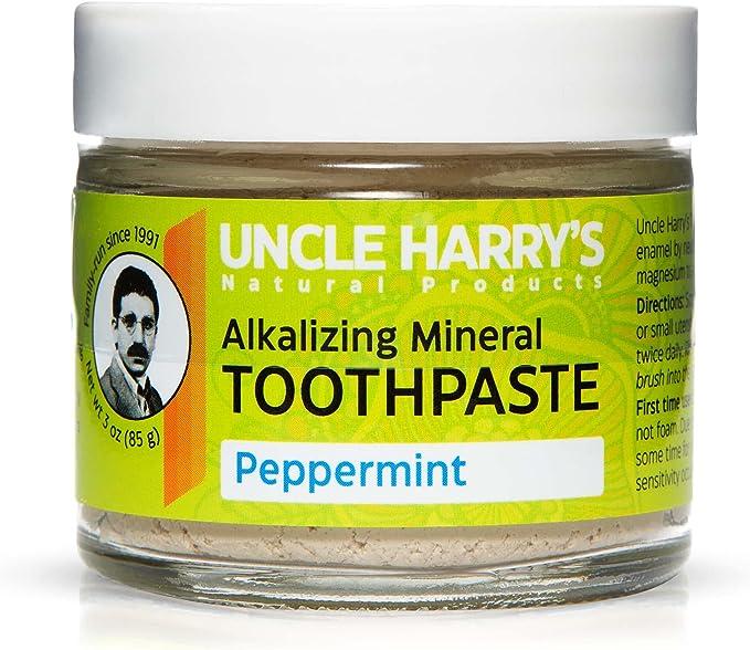 uncle harrys natural toothpaste peppermint 3 oz glass jar  uncle harry's b003ctu27w