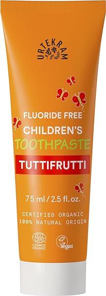 urtekram toothpaste trutti frutti childrens vegan organic natural origin 75 ml  urtekram b079m6hy64