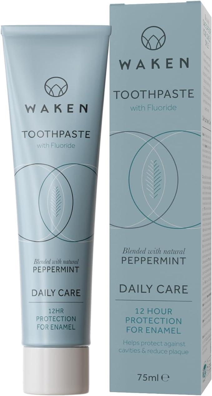 waken peppermint toothpaste fresh and cool natural flavour 75ml  waken b094kf4hqs