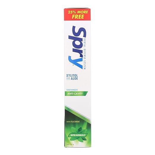spry xylitol toothpaste with fluoride natural spearmint anti-cavity 5 oz  spry b00niaulvc