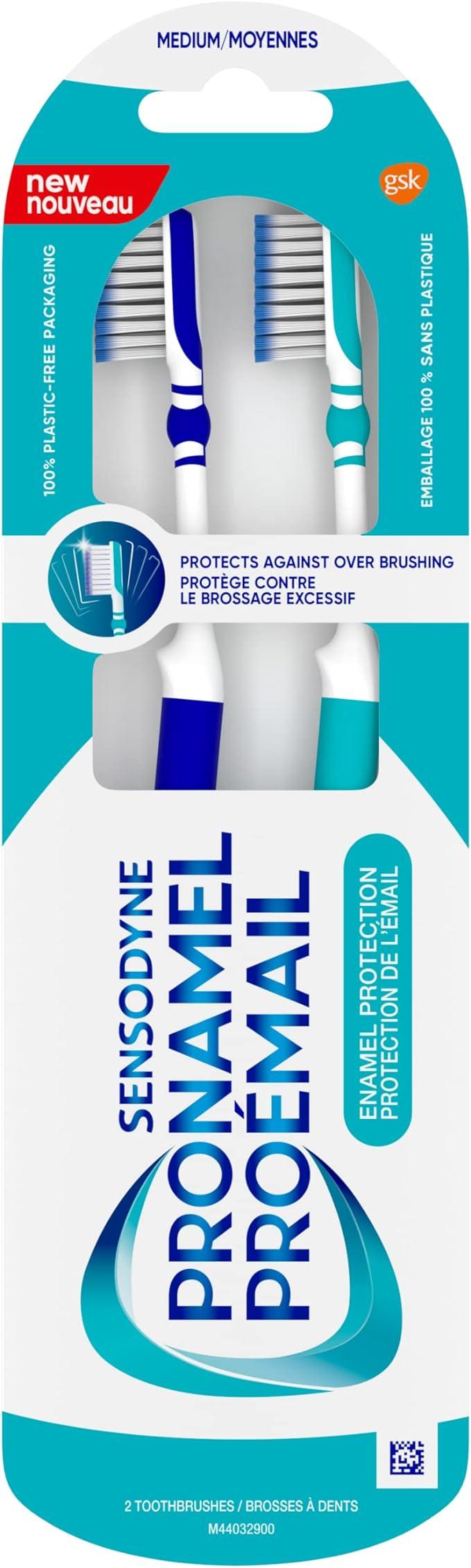 sensodyne pronamel enamel protection toothbrush medium bristle 2 pack  sensodyne ?b0bq1q43g6