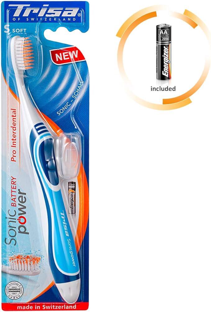 trisa sonicpower battery pro toothbrush interdental black/blue assortment  trisa b01lwrnj9i