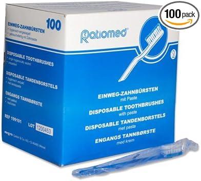 ratiomed disposable toothbrushes with toothpaste pack of 100  ratiomed b00buklsx2