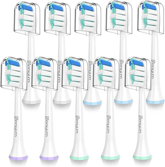 senyum toothbrush replacement heads compatible with philips sonicare snap 10 pack  senyum b0bg8hh9ll