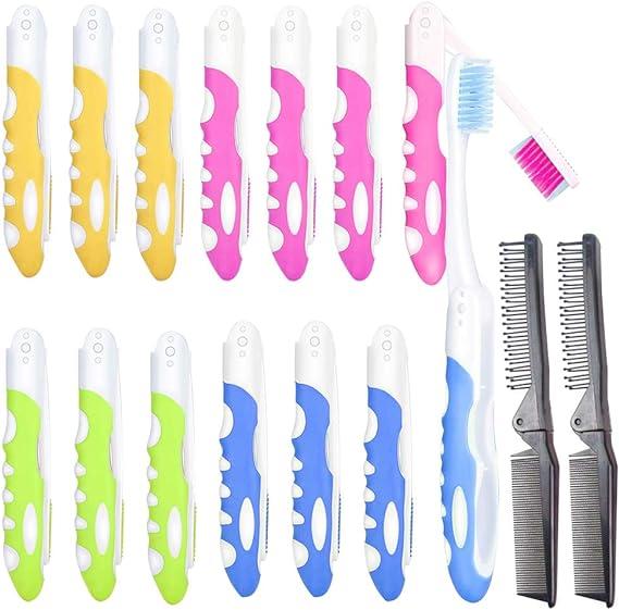 waybas folding travel toothbrush portable soft bristle and hair comb 12/2 pcs  waybas ?b0832xpshl