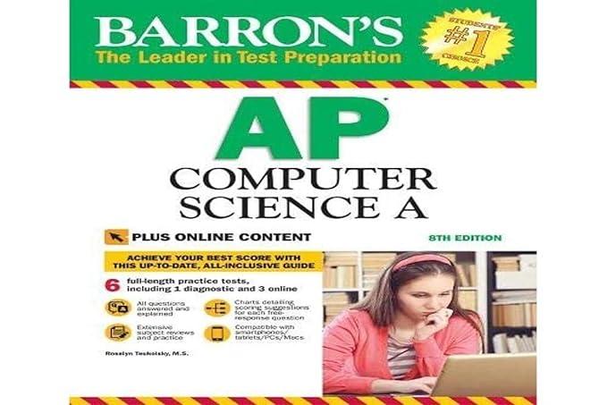 barrons ap computer science a with online tests 8th edition roselyn teukolsky m.s. 1438009194, 978-1438009193