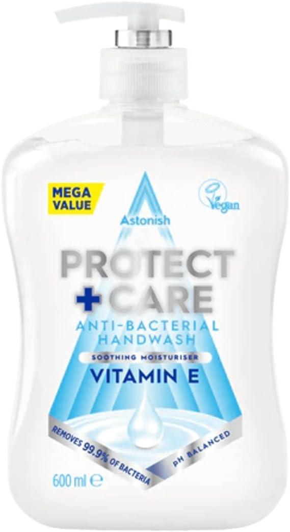 astonish protect and care anti-bacterial handwash soothing moisturiser with vitamin e 600ml  astonish