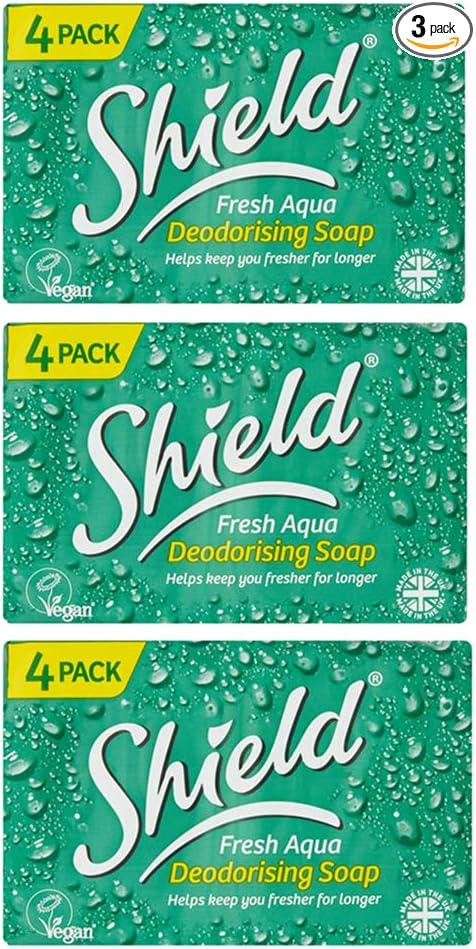 shield three packs of shield fresh aqua deodorising soap 4 pack  shield b008frni9k