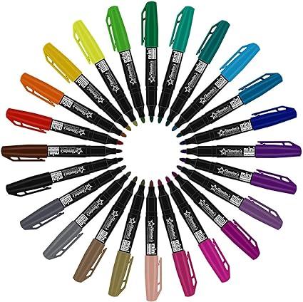 thorntons office supplies mini permanent markers 1.0mm assorted colors 24-count  thornton's office supplies