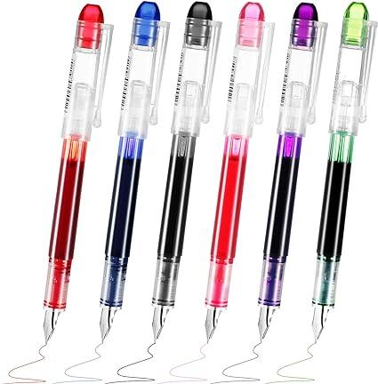 zonon ink disposable fountain pens colorful set pack of 6  zonon b09lv9hn7w