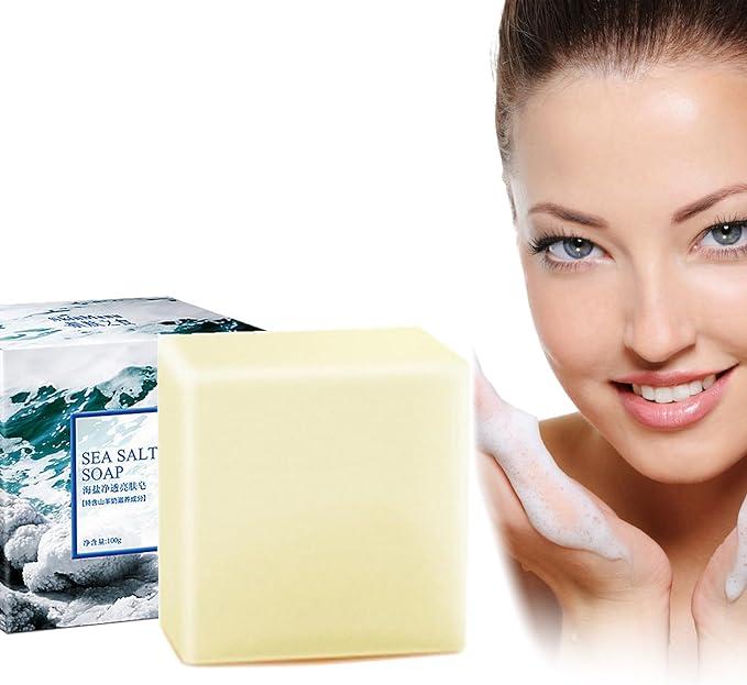 sea salt soap facial cleanser - rich in goat milk improve skin tone reduce dullness 1pcs  sea salt soap