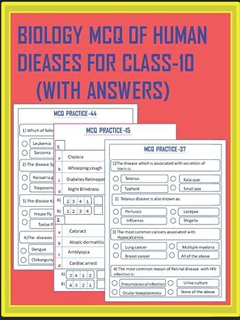 biology mcq of human diseases for class 10 with answers 1st edition suresh kumar b0b1w4snmk, 979-8830922968