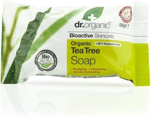 Dr Organic Tea Tree Soap Bar Natural Vegetarian Recyclable Packaging 100g