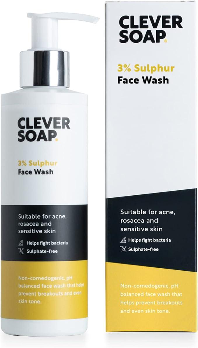clever soap 3 percent sulphur face wash exfoliating blemish control cleanser  clever soap b0b63gyq59