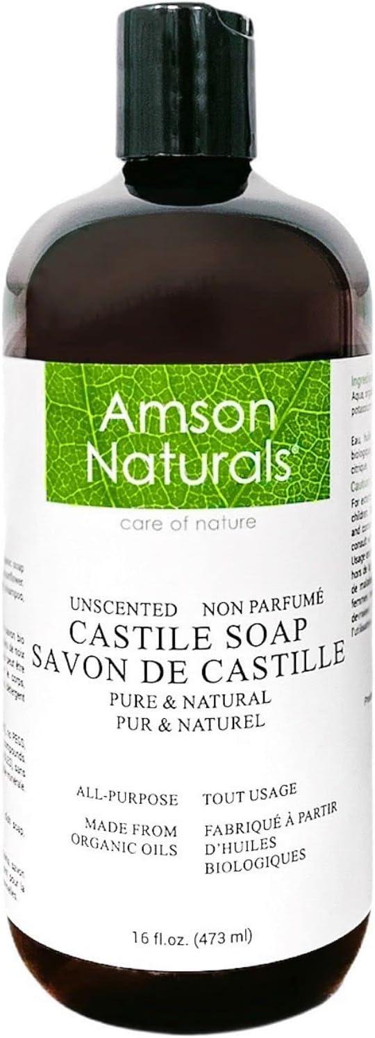 amson naturals castile soap unscented 16 oz / 473 ml  amson naturals b08t213kyj