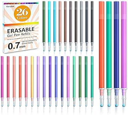 vanstek 26 assorted colors erasable pen refills  vanstek b09bf7k71r