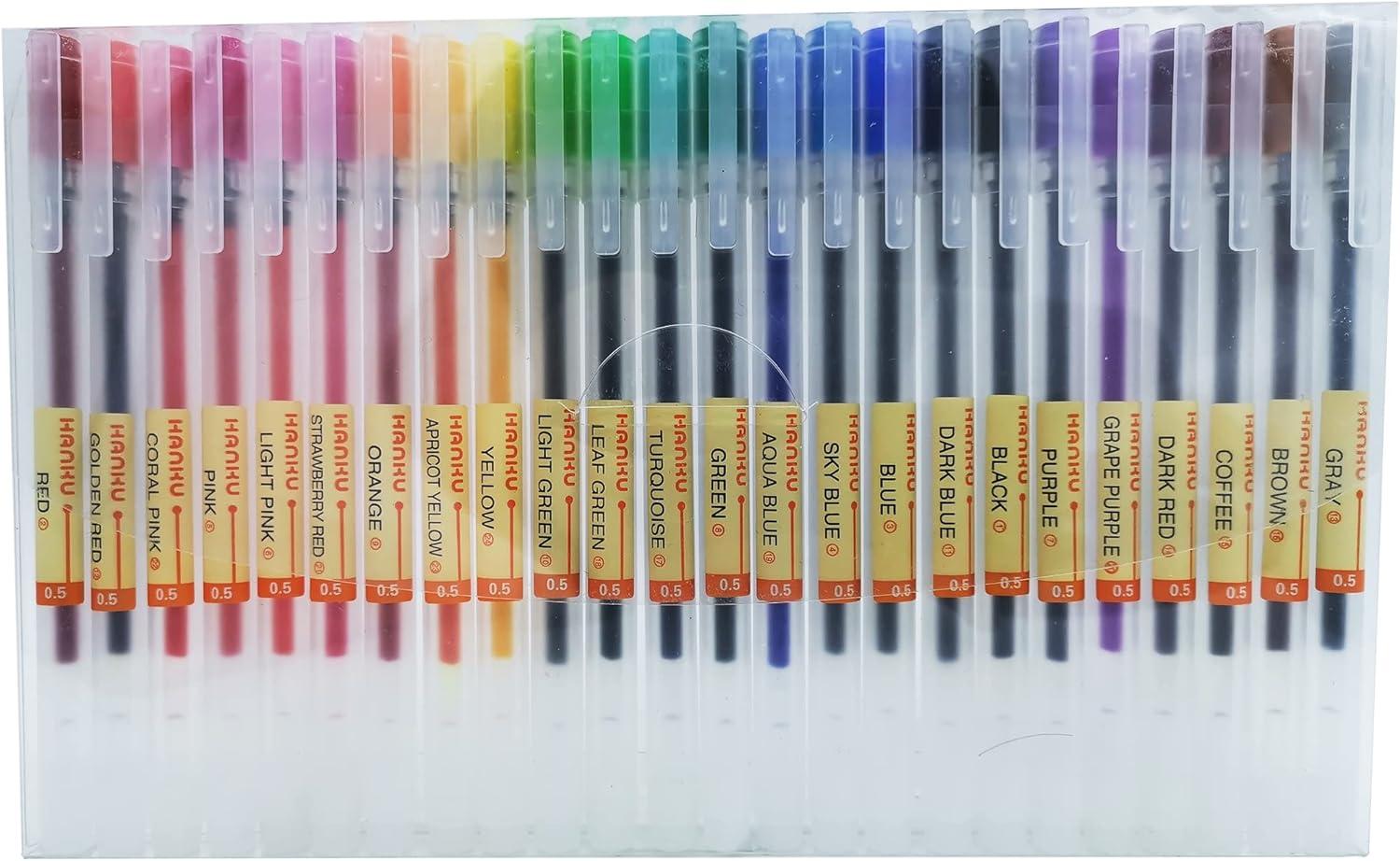 ‎beiwo premium gel ink ball point pen 0.5mm fine point 24 color pens  ‎beiwo