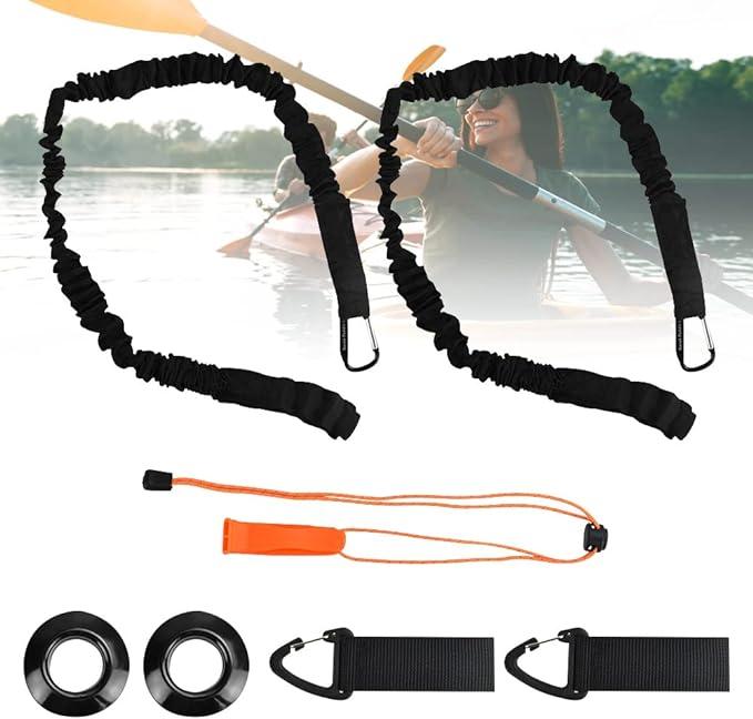 wenrero kayak paddle leash elastic canoe rope straps 2 pcs 150cm/59inch  wenrero b0bv6m6knd