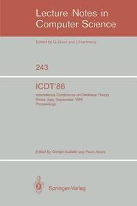 icdt86 international conference on database theory. rome italy september 8-10 1986 proceedings lecture notes