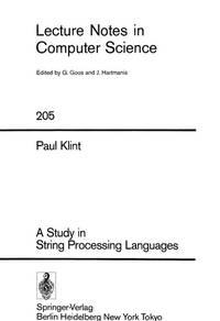 study in string processing languages lecture notes in computer science 1st edition paul klint 0387160418,