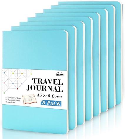 feela soft cover journal bulk for work business writing 8.2 x 5.5 a5 light blue pack of 8  feela b0bcf8xg2p
