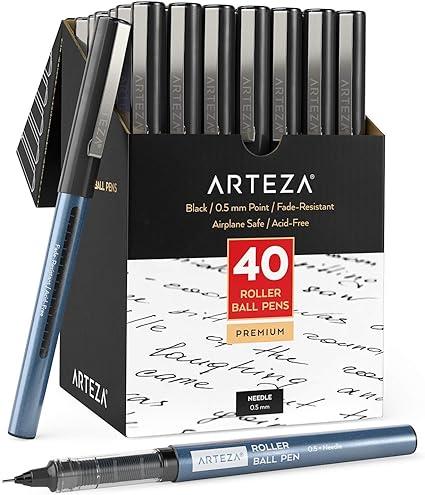 arteza rollerball pens fine point set of 40 black liquid ink 0.5mm  arteza b0851sl27d