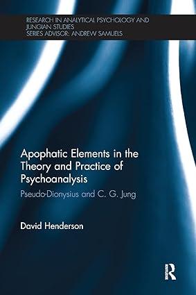 apophatic elements in the theory and practice of psychoanalysis pseudo dionysius and cg jung 1st edition