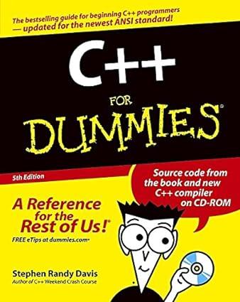 c++ for dummies 5th edition stephen r. davis 0764568523, 978-0764568527