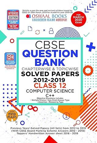 cbse question bank computer science c++ chapterwise and topicwise 1st edition oswaal editorial board