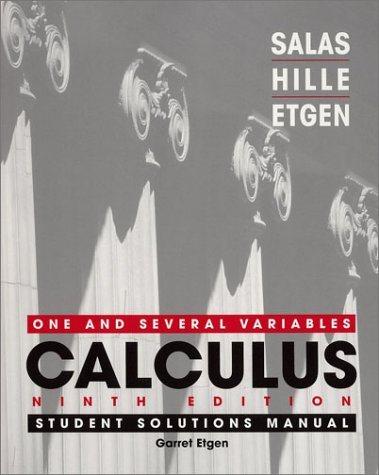 calculus one and several variables student solutions manual 9th edition saturnino l. salas, einar hille,