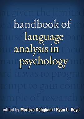 handbook of language analysis in psychology 1st edition morteza dehghani, ryan l. boyd 1462548431,