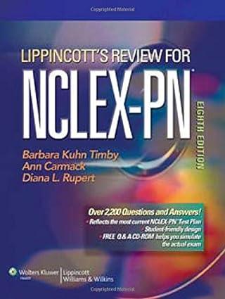 lippincotts review for nclex-pn 8th edition barbara kuhn timby, ann carmack, diana l. rupert 0781798817,