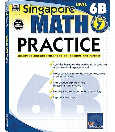 singapore math level 6b math practice workbook for 7th grade 1st edition singapore asian publishers, carson