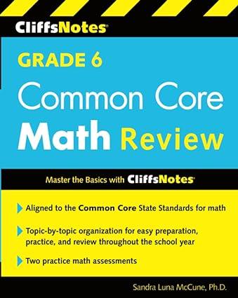 cliffsnotes grade 6 common core math review 1st edition sandra luna mccune 0544373324, 978-0544373327