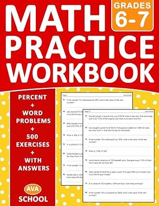 Percent Word Problems Math Workbook 6 7th Grades