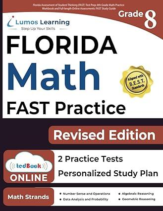 florida assessment of student thinking fast test prep 8th grade math practice workbook and full length online