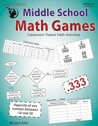 middle school math games classroom tested math activities grades 6 8 1st edition miryam alter 1601449348,