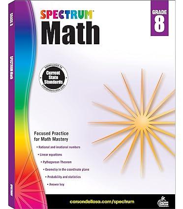 spectrum grade 8 math workbook 1st edition spectrum 1483808769, 978-1483808765