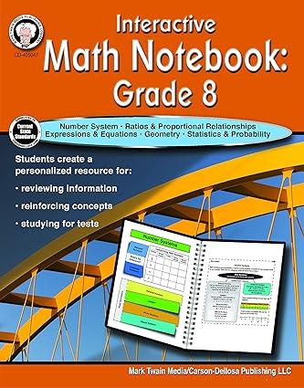 mark twain interactive math notebook resource book grade 8 1st edition schyrlet cameron, carolyn craig