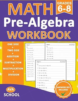 pre algebra workbook grade 6 7 8 1st edition ava school b0c1j1wqrw, 979-8391505716