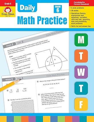 evan moor daily math practice grade 6 1st edition evan-moor educational publishers 1557997462, 978-1557997463